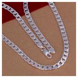 Fine 6MM Men Solid silver plated Color Necklace...