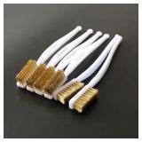 5pcs Mini Brass Wire Brush Set for Paint & Rust...