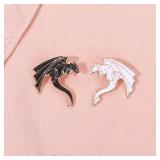 Monster Dragon Enamel Pins Custom Black White...