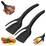 New 2 in 1 Grip Flip Spatula Tongs Egg Flipper...
