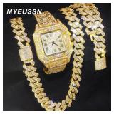 Gold Color Cuban Chain Watch for Men,Hip Hop...