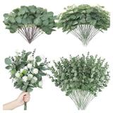 10Pcs Artificial Eucalyptus Leaf Stems Green...
