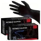 100PCS Disposable Black Nitrile Gloves for...