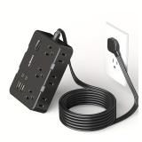 1 Pc Ultra Thin Flat Plug Extension Cord with 4...