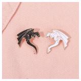 Monster Dragon Enamel Pins Custom Black White...