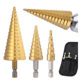 3PCS Titanium Coated Step Drill Bit High Speed...