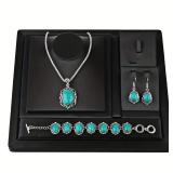 3pcs Women's Vintage Turquoise Bracelet...