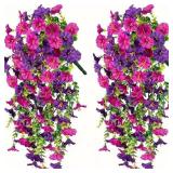 2pcs UV-Resistant Artificial Morning Glory &...