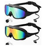$16 Rantizon Swim Goggles 2 Pack, Wide View Anti F