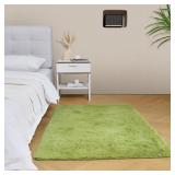 $17 duduta Green Soft Fluffy Rectangle Rug 3x5 ft,
