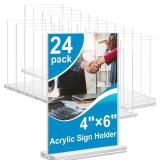 $34 Acrylic Sign Holder 4x6 Inches 24 Pack, Double