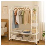 $90 Garment Rack with Shoe Rack with Wheels, Heavy