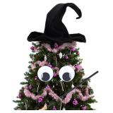 Gejoy 3 Pcs Halloween Tree Topper Witch Hat Decor