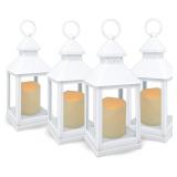 $50 White Lanterns Decorative Set of 4 - White LED