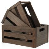 $40 Wooden Crates 3 Pack, Nesting Handmade Wood Cr