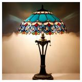 $190 Tiffany Table Lamp Blue Stained Glass Desk La