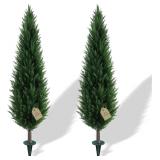 $70 4FT Artificial Cedar Topiary Trees Set of 2 wi