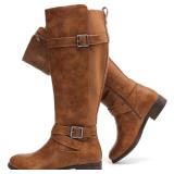 $73 Luoika Women's Extra Wide Calf Round Toe Knee-