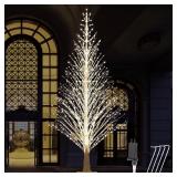 $140 7FT Lighted Birch Tree 1000 LED Warm White Li
