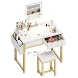 $95 Lufeiya Small Makeup Vanity Desk with Mirror a