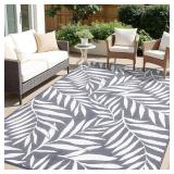$80 OLANLY Waterproof Outdoor Rug 8x10 ft, Reversi