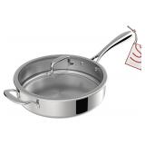 $70 4.5 QT 5-Ply Stainless Steel Saute Pan with Gl