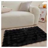 $10 Black Rabbit Plush Area Rug for Bedroom Living
