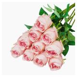 $28 10pcs Pink Roses Artificial Flowers with Long