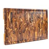 23 Inch Erreke End Grain Teak Wood Cutting Board