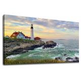 $50 tigeridge Portland Head Light Wall Art Sunset