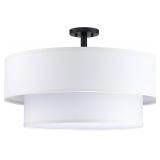 $190 5 Light Off White Double Drum Fabric Shade Se