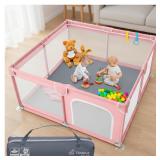 $41 Todale Play Pen - 50 x 50 x 27 in, Pink - Baby