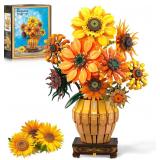 $38 Sunflower Building Set with Lights Vase Base,