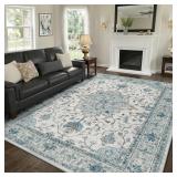 $120 Area Rugs 8'x10' Washable Non-Slip, Floral Vi