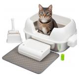 $55 Enclosed Stainless Steel Cat Litter Box with H