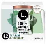 $21 L. Organic Cotton Tampons DuoPack - Light/Regu