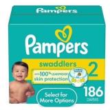 $56 Pampers Swaddlers Diapers, Size 2, 186 Count (
