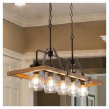 $242 Wellmet Kitchen Island Chandelier, Mason Jar