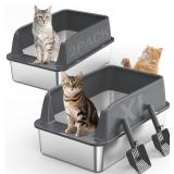 $60 2PACK Stainless Steel Litter Box, Extra Large