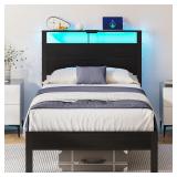 $90 Twin Bed Frame with LED Lights & USB Charging
