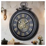 $129 AYRELY  24IN Decorative Moving Gear Large Wal