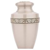 $150 Cremation Urn: Eternal Silver with Brass Leaf