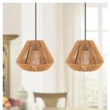 $46 Rattan Pendant Light Chandelier - 9.5  Woven L