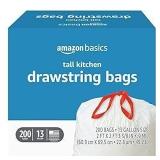 Amazon Basics Tall Kitchen Drawstring Trash Bags,