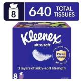 $18 Kleenex Ultra Soft Facial Tissues, 8 Cube Boxe