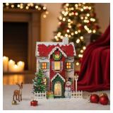 $45 Wooden Lighted Christmas House Decor-9.3' Xmas
