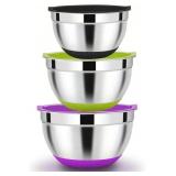$25 3 in 1 Non-Slip Stainless Steel Salad Mixing B