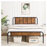 $125 VECELO Queen Size Platform Bed Frame with Woo
