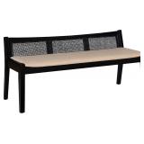 $197 Powell Kasi Black Low Back Cane Bench with Be