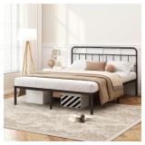 $80 Kujielan 12 inches King Size Bed Frame with Mi